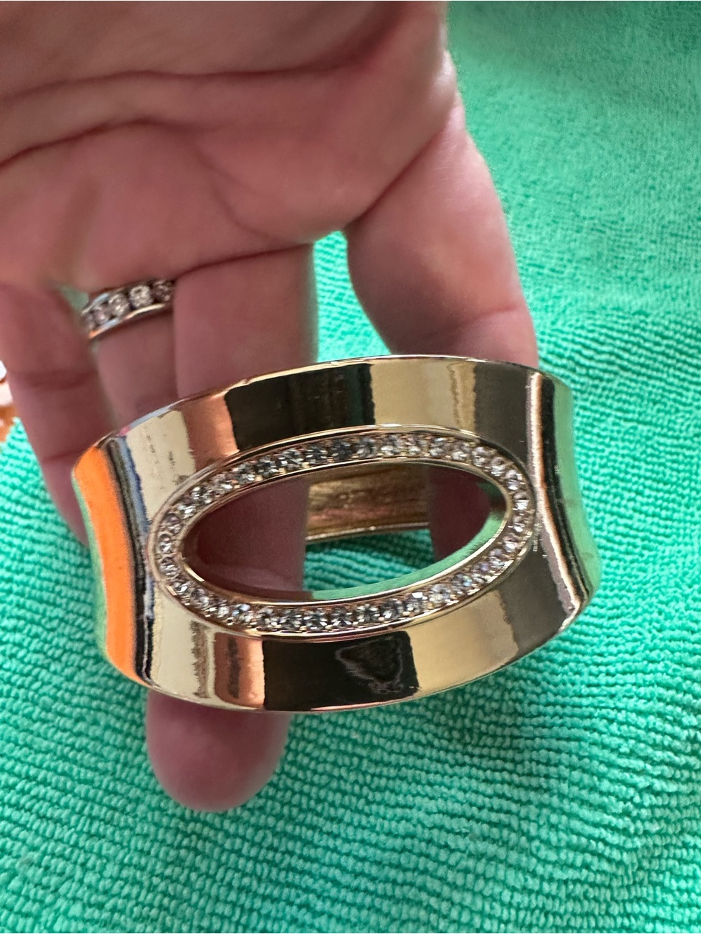 Source Unknown Gold Oval Crystal Accent Cuff Bracelet - Women Jewelry